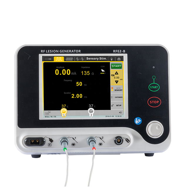 2-channel RF Lesion Generator with MDR CE for Pain Management featuring Impedance Monitoring and Thermal Radiofrequency Modes